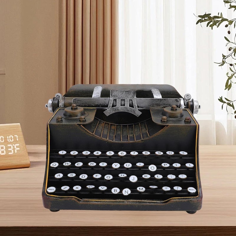 TOPINCN Retro Vintage Typewriter Model Metal Innovative Vintage Typewriter Decoration Antique Art Ornament for Photography Film Prop (Black) - Image 5