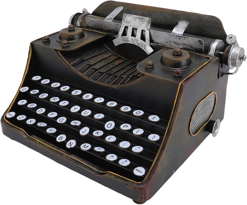TOPINCN Retro Vintage Typewriter Model Metal Innovative Vintage Typewriter Decoration Antique Art Ornament for Photography Film Prop (Black) - Image 1