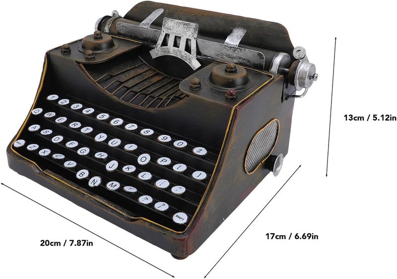 TOPINCN Retro Vintage Typewriter Model Metal Innovative Vintage Typewriter Decoration Antique Art Ornament for Photography Film Prop (Black) - Image 2