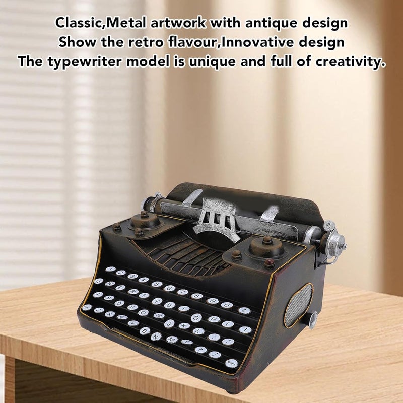 TOPINCN Retro Vintage Typewriter Model Metal Innovative Vintage Typewriter Decoration Antique Art Ornament for Photography Film Prop (Black) - Image 4