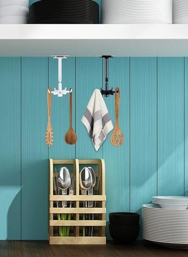 ZINZA Wall Mounted Hooks 360 Degree Rotation Folding Hanging Hooks, Adhesive Wall Hanger Sticky for Kitchen Items Utensil Hanging Storage Organizer Rotary Hook Rack with 5 Claw,(Pack of 4) - Image 2