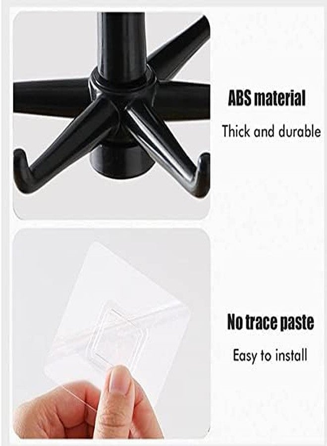 ZINZA Wall Mounted Hooks 360 Degree Rotation Folding Hanging Hooks, Adhesive Wall Hanger Sticky for Kitchen Items Utensil Hanging Storage Organizer Rotary Hook Rack with 5 Claw,(Pack of 4) - Image 4