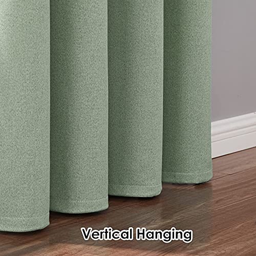 Melodieux Green Linen Blackout Curtains 84 Inches Long for Bedroom, Living Room Rustic Burlap Thermal Insulated Room Darkening Grommet Drapes, 50 x 84 Inch, 2 Panels - Image 5