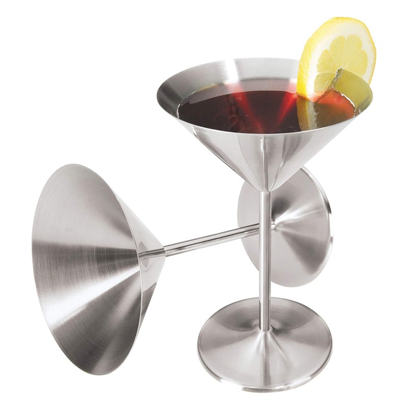 Oggi Oggi Stainless Steel Martini Glasses - 8oz, Set of 2 - Unbreakable Martini Glasses, Ideal Outdoor Martini Glasses for Boating, RV, Parties, Stylish Cocktail Glasses & Martini Glass Gift Set  - Image 1