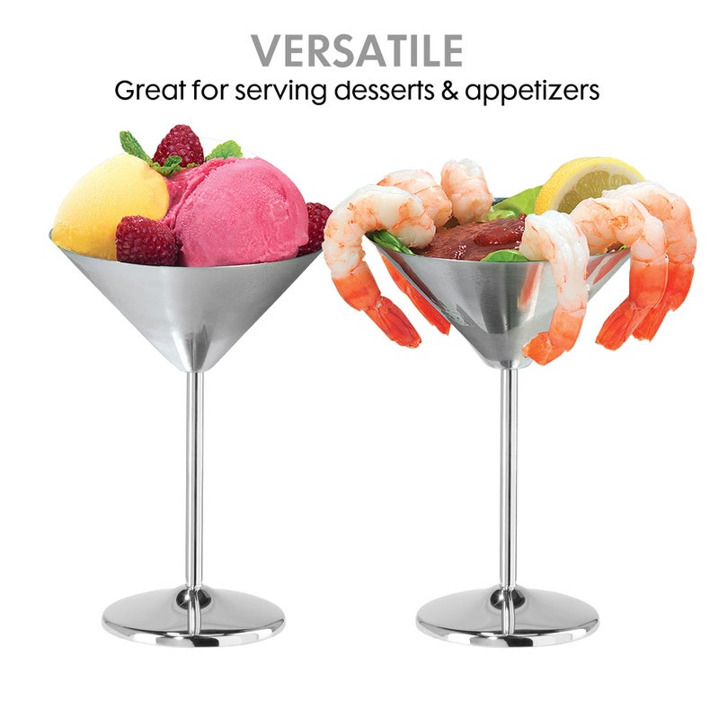 Oggi Oggi Stainless Steel Martini Glasses - 8oz, Set of 2 - Unbreakable Martini Glasses, Ideal Outdoor Martini Glasses for Boating, RV, Parties, Stylish Cocktail Glasses & Martini Glass Gift Set  - Image 2