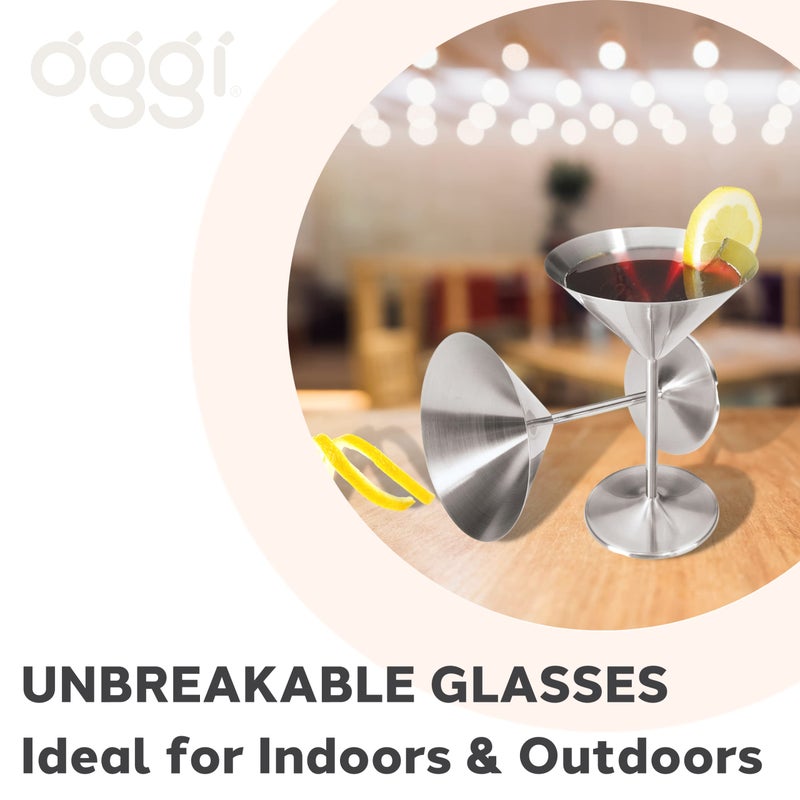 Oggi Oggi Stainless Steel Martini Glasses - 8oz, Set of 2 - Unbreakable Martini Glasses, Ideal Outdoor Martini Glasses for Boating, RV, Parties, Stylish Cocktail Glasses & Martini Glass Gift Set  - Image 4