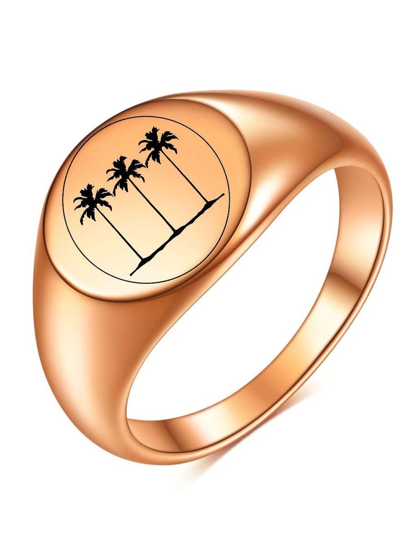 Loquat Stainless Steel Solid Polished Signet Ring