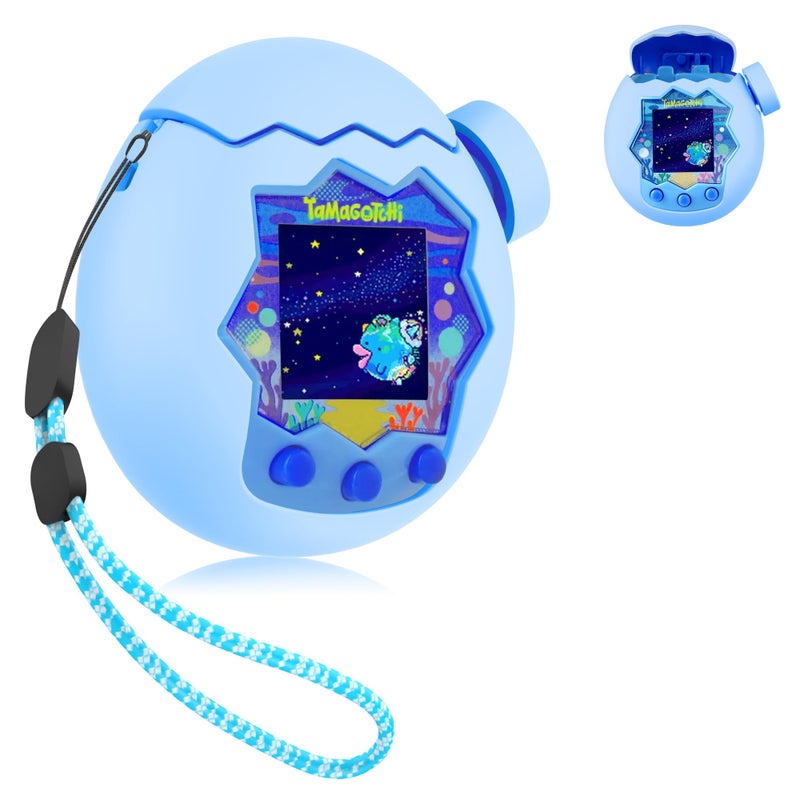 SGHLDE 3 in 1 for Tamagotchi Paradise Silicone Case with Lanyard, Interconnection Case for Tamagotchi Paradise Accessories, Includs Body & Lid & Knob Cover (Cover Only), Glow Blue - Image 1