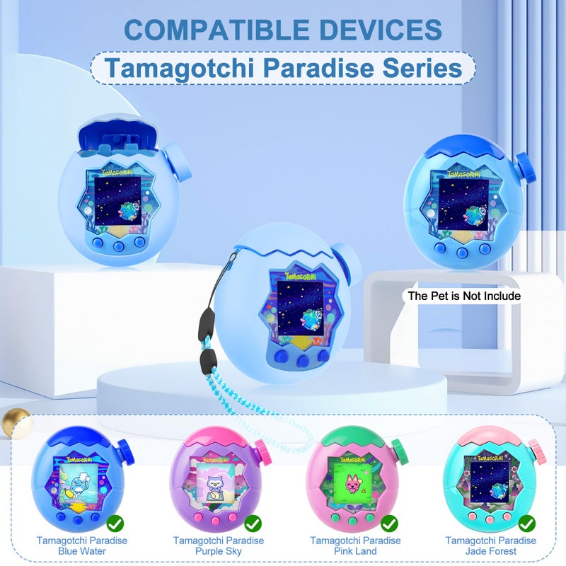 SGHLDE 3 in 1 for Tamagotchi Paradise Silicone Case with Lanyard, Interconnection Case for Tamagotchi Paradise Accessories, Includs Body & Lid & Knob Cover (Cover Only), Glow Blue - Image 2