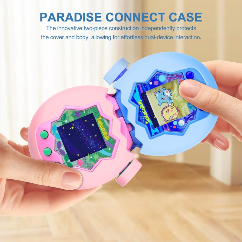 SGHLDE 3 in 1 for Tamagotchi Paradise Silicone Case with Lanyard, Interconnection Case for Tamagotchi Paradise Accessories, Includs Body & Lid & Knob Cover (Cover Only), Glow Blue - Image 3