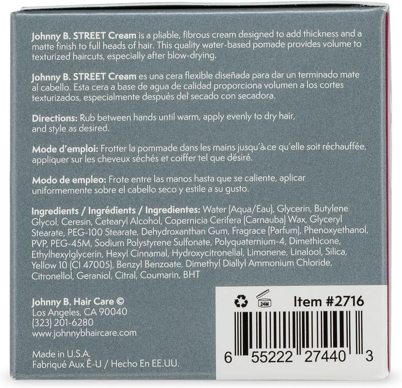 JOHNNY B. Johnny B Street Cream - Fibrous Hair Styling Cream, 70ml - Image 2