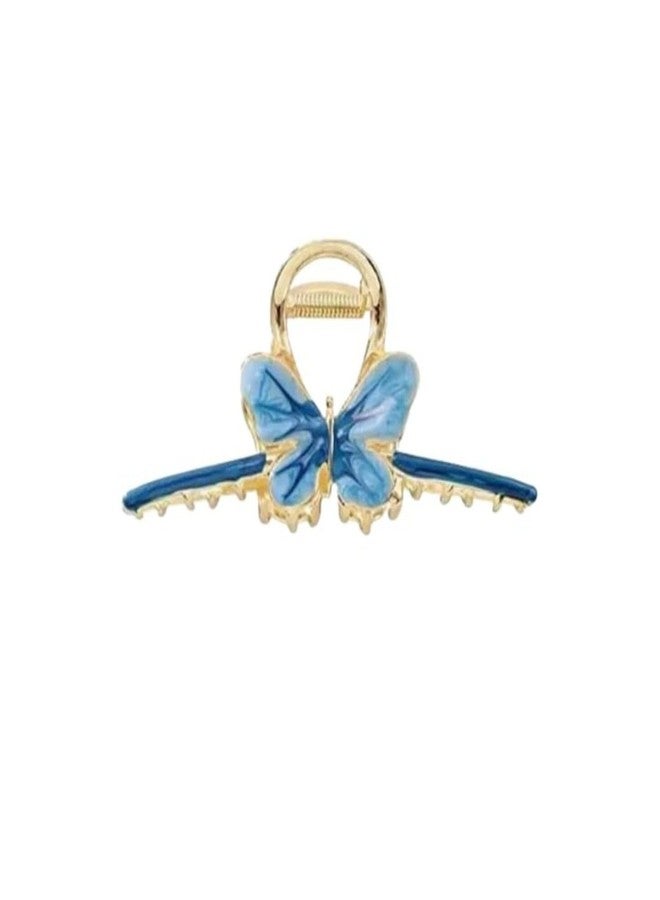 DN Creation مجموعة مشابك شعر معدنية على شكل فراشة من دي إن كرييشن، مشبك شعر كبير الحجم ذو تثبيت قوي، مشابك شعر أنيقة مانعة للانزلاق، إكسسوارات شعر أنيقة - أزرق - Image 2