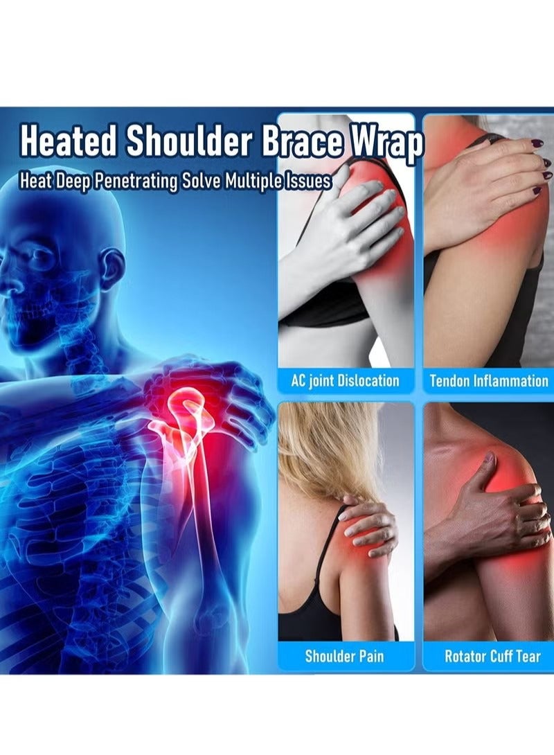 Generic Heated Shoulder Wrap Brace with Massage Electric Shoulder Massager Heating Pad for Left Right Frozen Shoulder Pain Relief Gift for Men Woman USB Power Supply  - Image 4