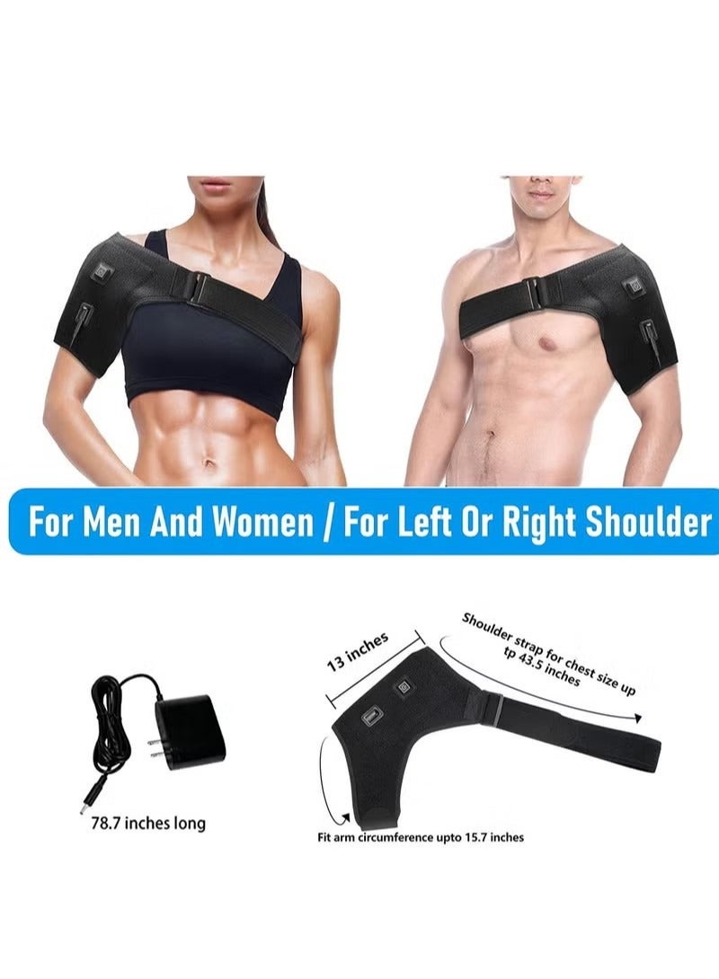 Generic Heated Shoulder Wrap Brace with Massage Electric Shoulder Massager Heating Pad for Left Right Frozen Shoulder Pain Relief Gift for Men Woman USB Power Supply  - Image 3