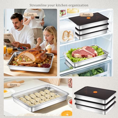 GIUOIDUO Stainless Steel Food Storage Containers with Airtight Lids, 3 Pack Leakproof Meal Prep Containers, Reusable Bento Boxes for Food, Dishwasher & Freezer Safe Containers for Fruits, Snacks, Leftovers - Image 3