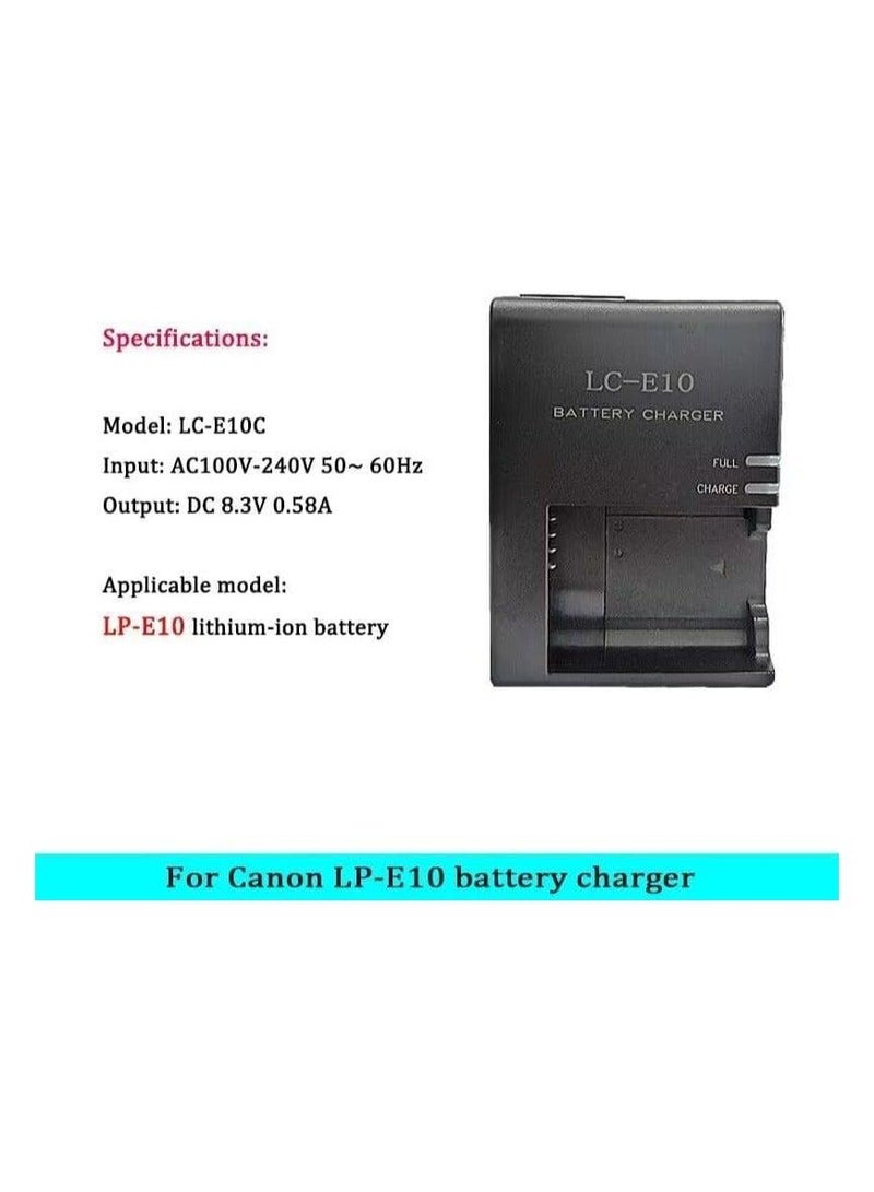 GUDOO LC-E10 Battery Charger for Canon LC-E10 LC-E10C LC-E10E Batteries for Canon EOS Rebel T7 T6 T5 T3 T100 4000D 3000D 2000D 1500D 1300D 1200D 1100D Cameras Battery Quick Chargers with Power Supply Cord - Image 2