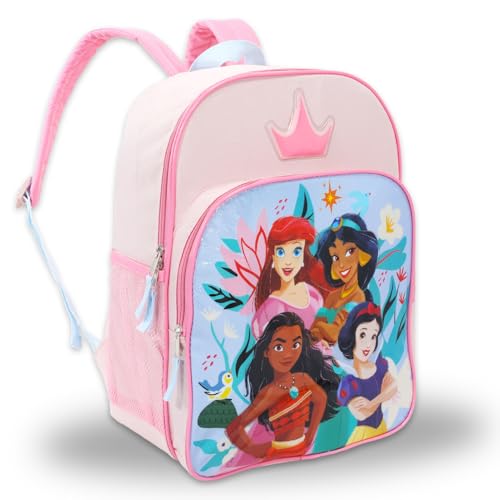 Disney Princess Backpack with Lunch Box Set - Bundle with 16" Backpack, Lunch Bag, Stickers, Water Bottle, More | Disney Princess School Bag for Girls - Image 2