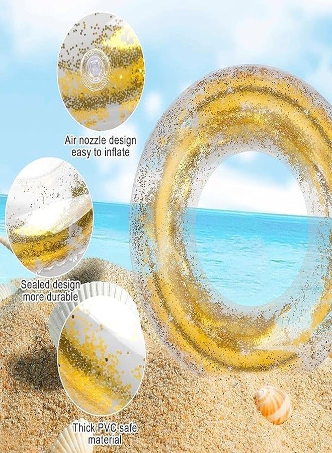 swabs® Beach Pool Float Tube Transparent,Swimming Ring with Colorful Glitters Pool Floats Kids Adults Flotation Transparent Inner Tube for Swimming Pool - Image 3