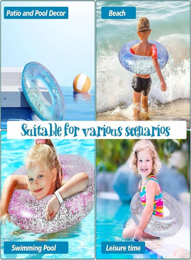 swabs® Beach Pool Float Tube Transparent,Swimming Ring with Colorful Glitters Pool Floats Kids Adults Flotation Transparent Inner Tube for Swimming Pool - Image 2