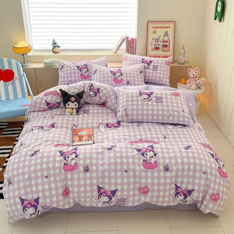 Authentic Sanrio 100% Cotton Bed Four-Piece Set Girly Heart Cartoon Cotton Kidsren'S Quilt Cover Dormitory Three-Piece Set - Image 1