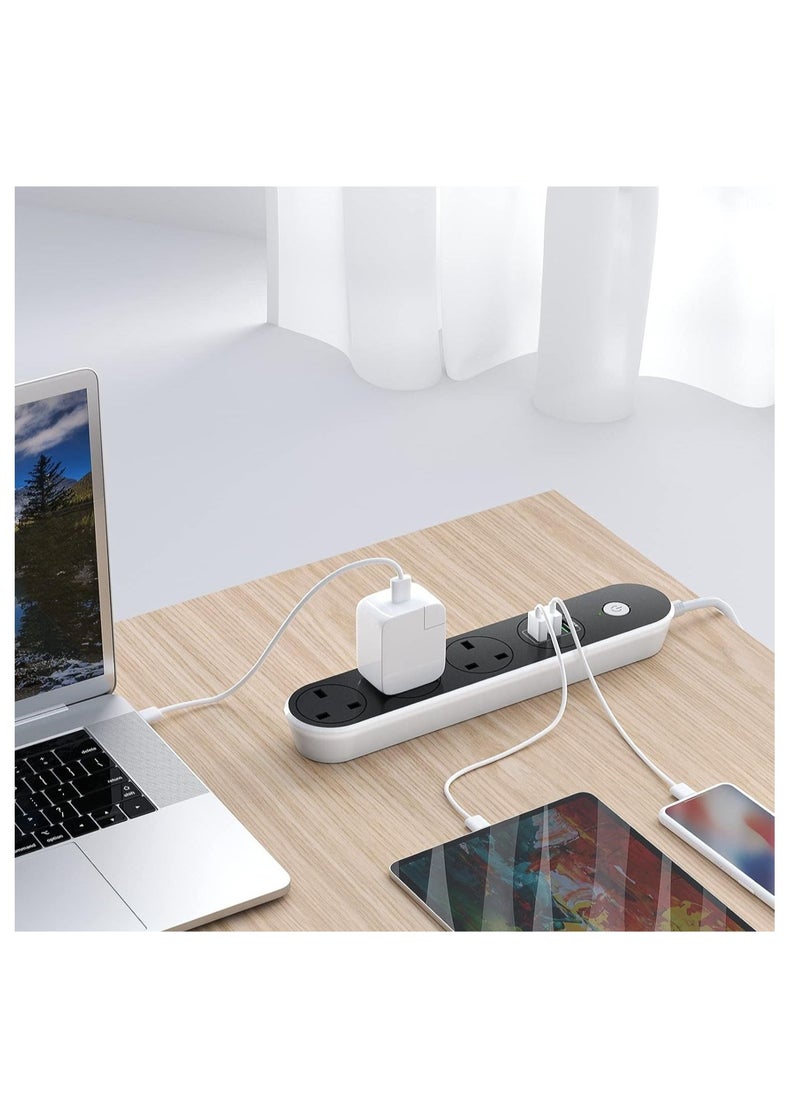 Generic - 3 Power Sockets + 3 USB Auto Max 3.4A Charging Socket – Fast Charging, Anti-Static Protection, 3M Heavy-Duty Extension Cord – 2500W Power Capacity – Ideal for Home & Office (Round) - Image 1