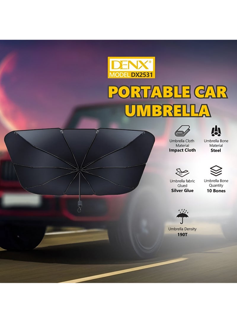 Denx Sunshade umbrella that protects the car from direct sunlight, reduces interior heat, and preserves the cabin decor – foldable – easy to install. - Image 2