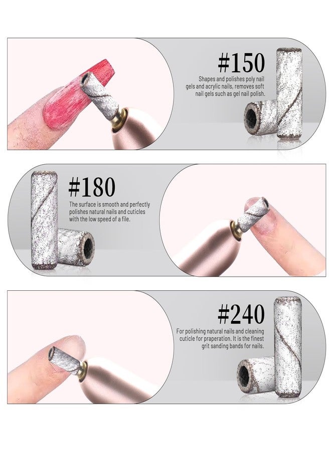 BLESWIN 200Pcs 3mm Small Sanding Bands with 2Pcs Small Mandrel Bit for Nail Drill, Upgrade Mini Nail Sanding Bands for Acrylic Nails Gel Removing Shaping, Manicure Nail Salon Use (240#Pink+180#White) - Image 4