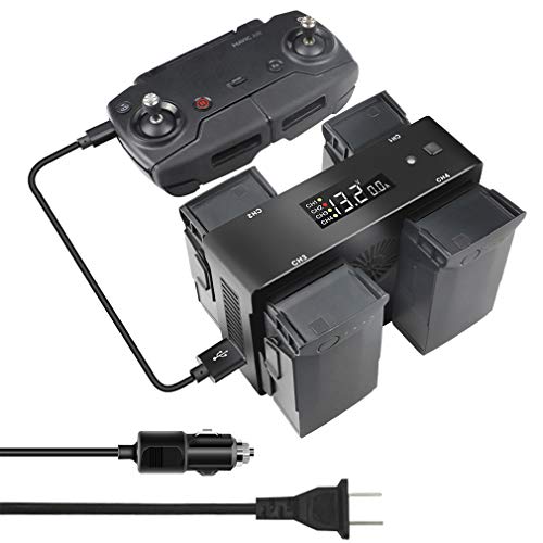 Hanatora Battery Wall & Car Charger for DJI Mavic Air 1st Generation Drone,5 in 1 Rapid Charging Hub with Charge, Discharging and Storage,Fast Multi Batteries Accessories - Image 1