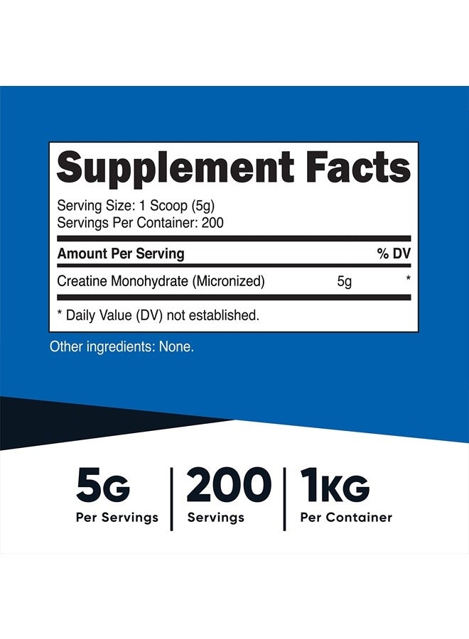 Nutricost مسحوق الكرياتين الميكرونيزد 1 كجم - مونوهيدرات الكرياتين النقي - Image 2