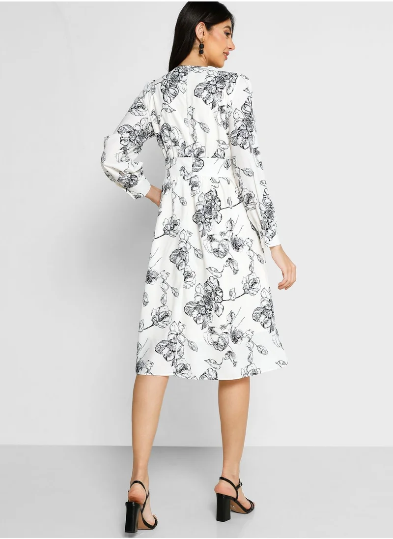 ELLA Corset Waist Pleat Detail Dress
