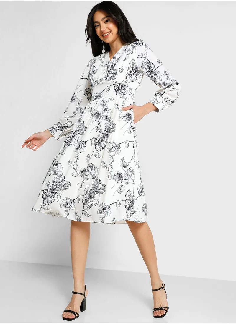 ELLA Corset Waist Pleat Detail Dress