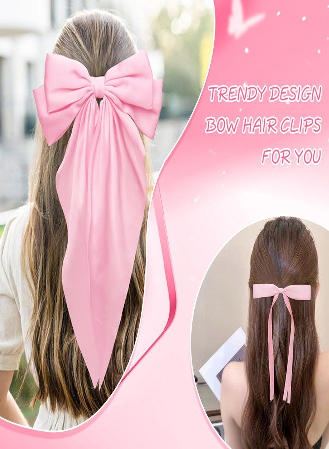 AMCAMI 4 Pcs Hair Clips Hair Bows for Women Hair Accessories Hair Clips for Styling Bows for Women Hair Accessories for Girls Ribbon For Hair Coquette Accessories Hair Clips for Thick Hair（Pink&White） - Image 5