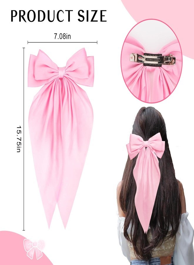 AMCAMI 4 Pcs Hair Clips Hair Bows for Women Hair Accessories Hair Clips for Styling Bows for Women Hair Accessories for Girls Ribbon For Hair Coquette Accessories Hair Clips for Thick Hair（Pink&White） - Image 2