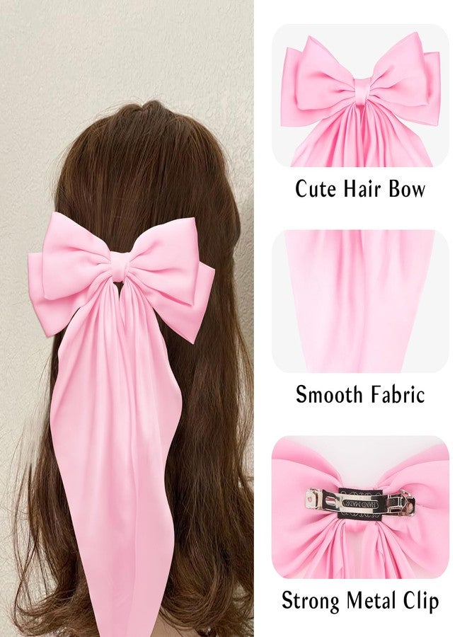 AMCAMI 4 Pcs Hair Clips Hair Bows for Women Hair Accessories Hair Clips for Styling Bows for Women Hair Accessories for Girls Ribbon For Hair Coquette Accessories Hair Clips for Thick Hair（Pink&White） - Image 4