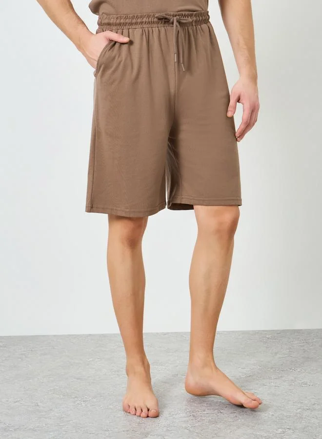 Styli  Men Brown Relaxed Fit Tank and Shorts Pyjama Set for Men | Best Price UAE