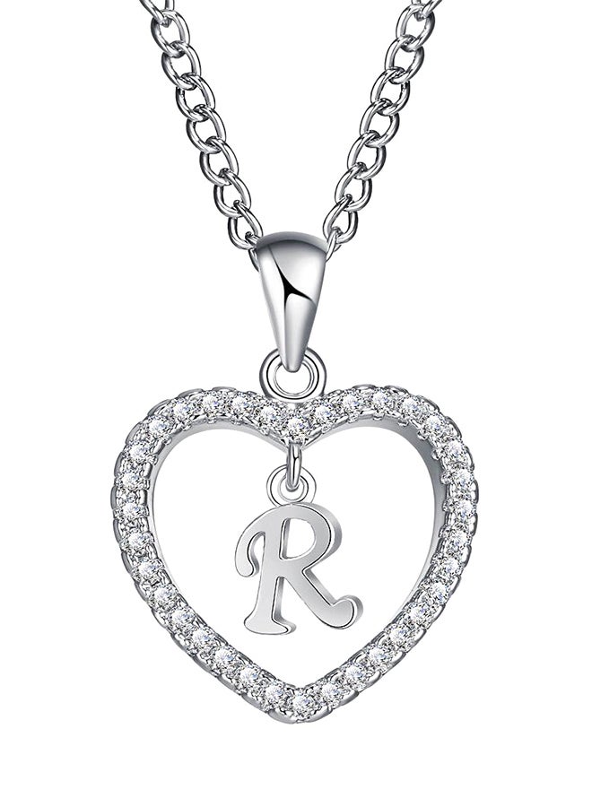 Concise Hollowed Heart Alphabet Chain Pendant