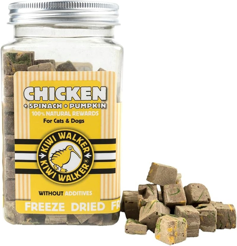 KIWI WALKER Freeze Dried Chicken, Spinach & Pumpkin Treats for Cats & Dogs - 100g - Image 2