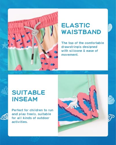 SURF CUZ Boys Swim Trunks Toddler Swim Shorts UPF 50+ Bathing Suit for Boy Swimsuit Mesh Swimwear Quick Dry Beach Board Shorts Green Watermelon 2T - Image 5
