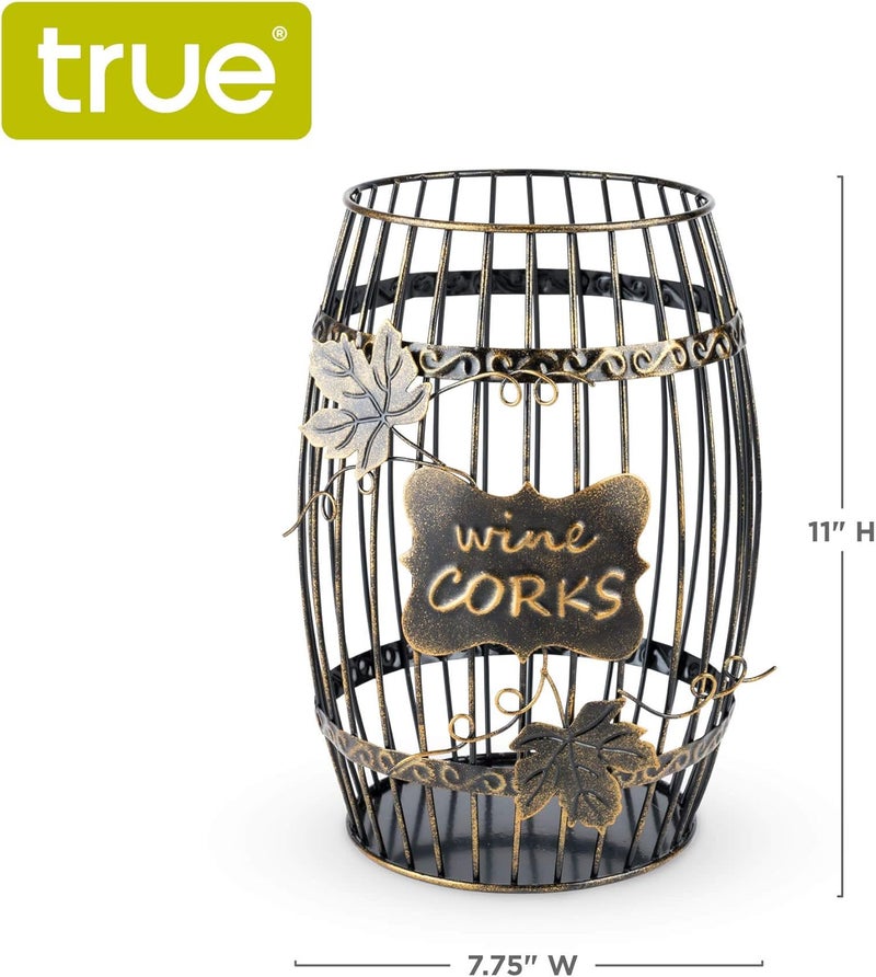 True Display Wine Kitchen, Barrel Cage Holder Collector Decorative Vino Cork Storage Box Container Gift, Set of 1, Brown - Image 3