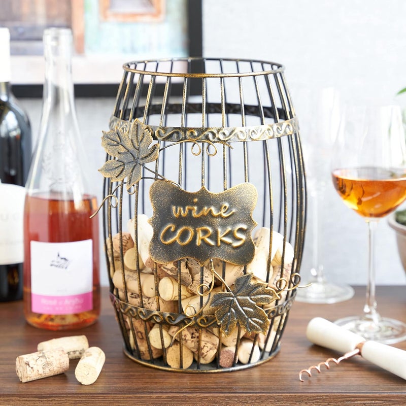True Display Wine Kitchen, Barrel Cage Holder Collector Decorative Vino Cork Storage Box Container Gift, Set of 1, Brown - Image 4