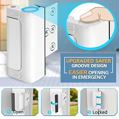 WINONLY Door Lock for Front Door Kids Safety - Home Security Door Reinforcement Locks Child Proof for Doors Latches for Top of Inside Childproof Flip for Night Bedrooms Apartment Add Extra Lock - Image 3