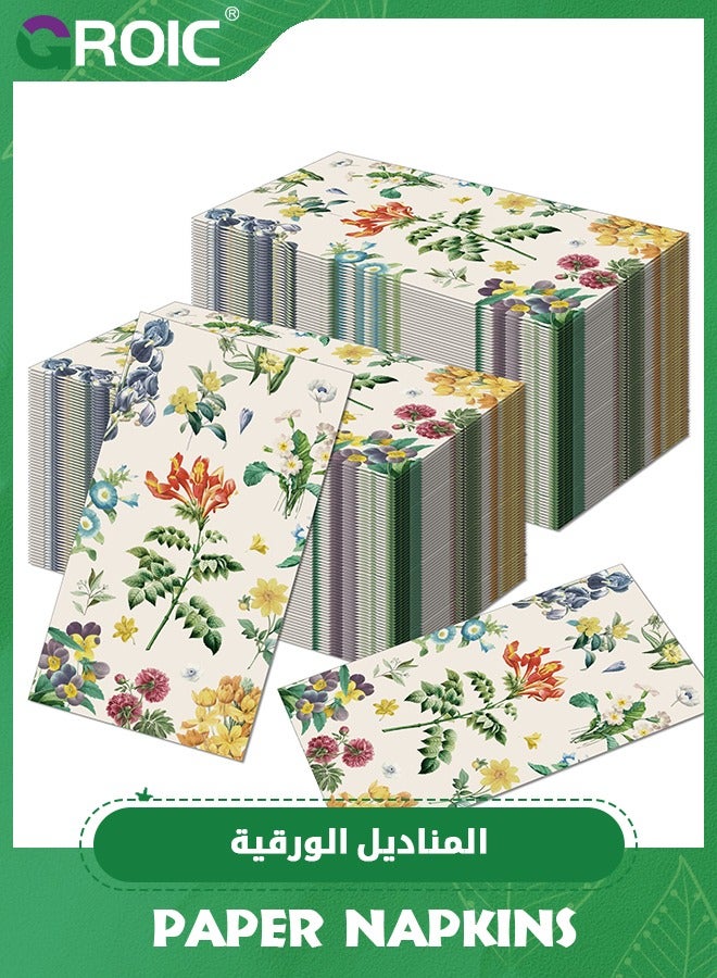 GROIC 60 Pcs Disposable Hand Towel, Vintage Floral Bird Paper Napkins Watercolor Guest Napkin,Bathroom Etiquette Guest Napkins,Party Paper Napkins - Image 1