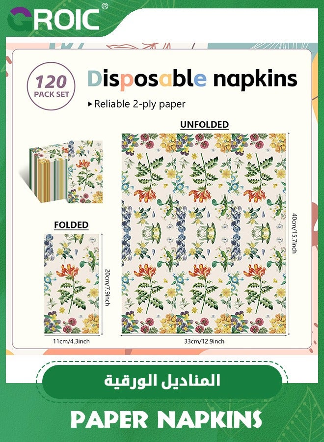 GROIC 60 Pcs Disposable Hand Towel, Vintage Floral Bird Paper Napkins Watercolor Guest Napkin,Bathroom Etiquette Guest Napkins,Party Paper Napkins - Image 2