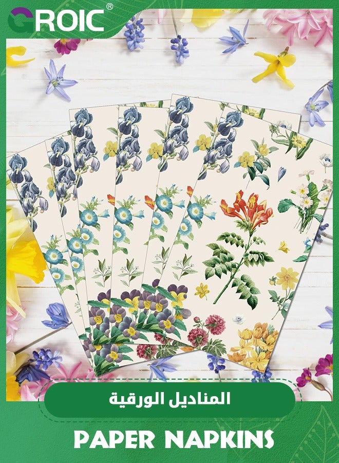 GROIC 60 Pcs Disposable Hand Towel, Vintage Floral Bird Paper Napkins Watercolor Guest Napkin,Bathroom Etiquette Guest Napkins,Party Paper Napkins - Image 5