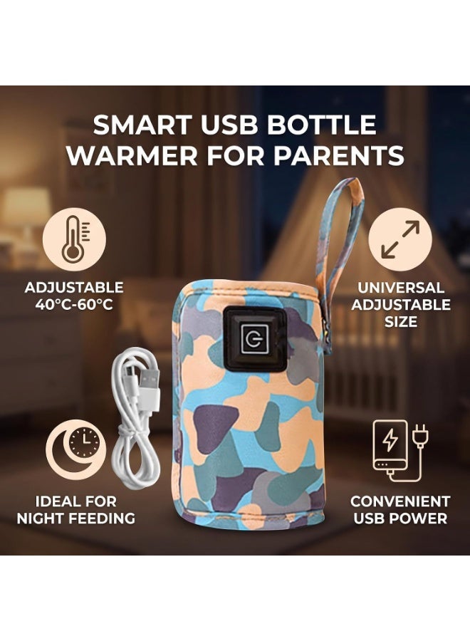Gonice USB Milk Bottle Warmer Bag Size Temperature Adjustable Portable Feeding Bottle Warmer 5V 2A (Blue) - Image 3
