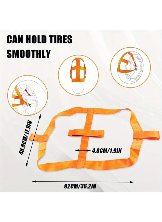 Orange Motorcycle Tie Down Straps Front Rear Wheel Ties 18 Inch Tire Transport Kit - Image 3