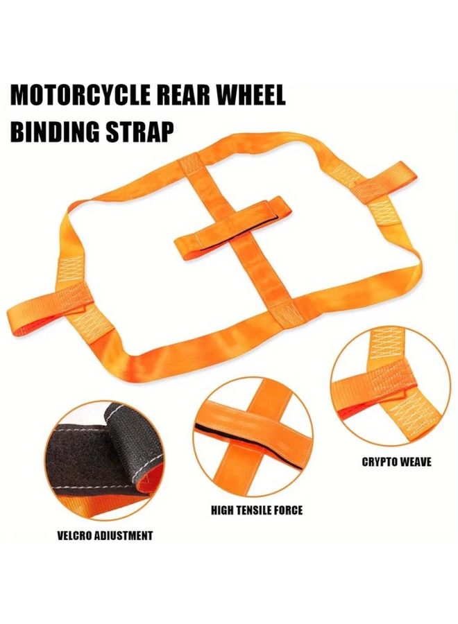 Orange Motorcycle Tie Down Straps Front Rear Wheel Ties 18 Inch Tire Transport Kit - Image 4