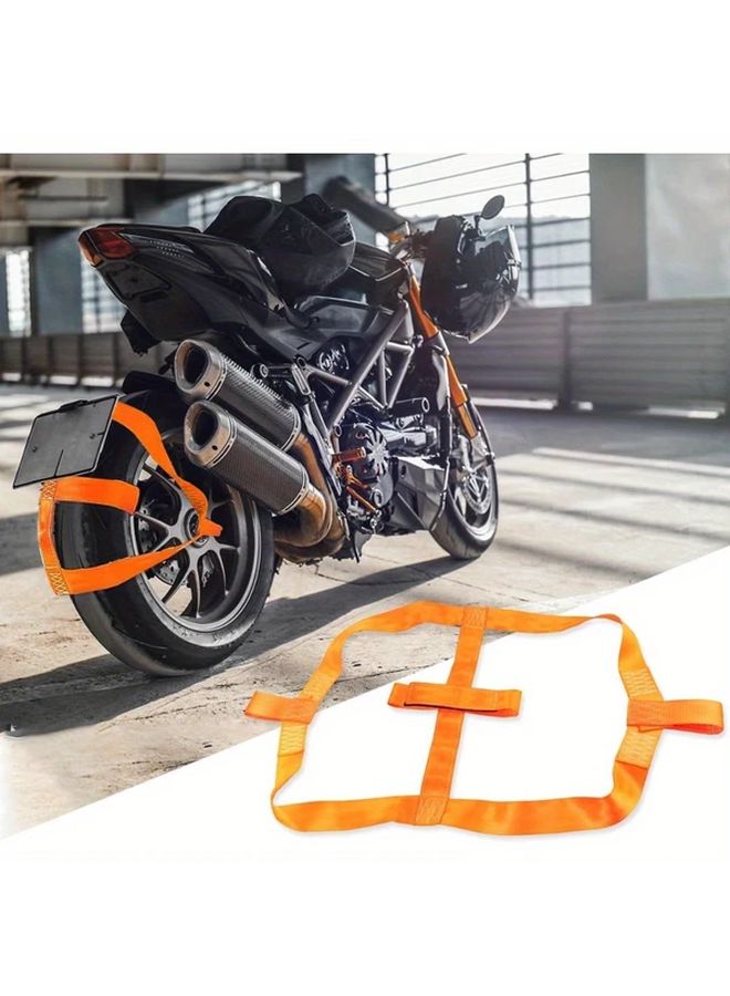 Orange Motorcycle Tie Down Straps Front Rear Wheel Ties 18 Inch Tire Transport Kit - Image 5