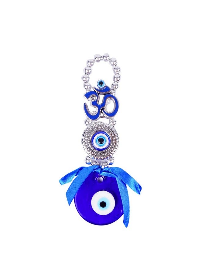 DT DECTONE Metal Om Design Evil Eye With Blue Pendant Decoration | Lucky Om Hanging Ornament Amulet For Car, Home And Office For Protection And Blessing (Blue, 1 Om) - Image 2