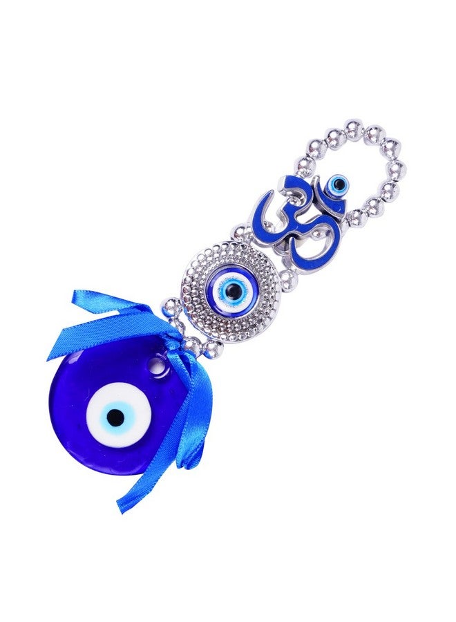 DT DECTONE Metal Om Design Evil Eye With Blue Pendant Decoration | Lucky Om Hanging Ornament Amulet For Car, Home And Office For Protection And Blessing (Blue, 1 Om) - Image 1